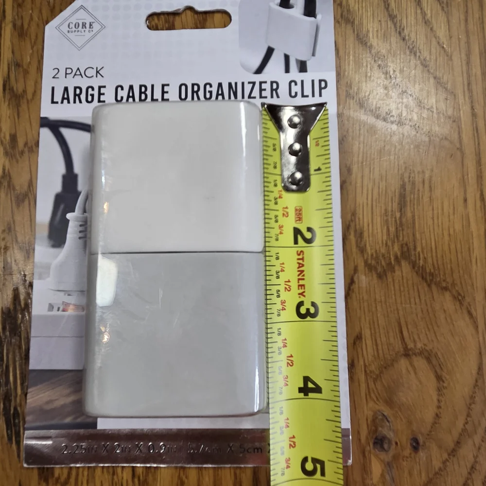 2 Pack New In Package Large Cable Organizer Clip - White And Gray. KKCP